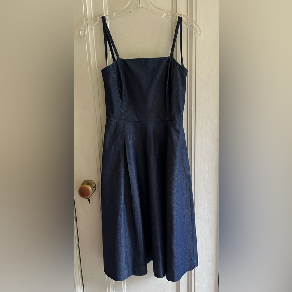 White House Black Market Denim Strapless Dress with Removable Spaghetti Straps